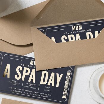 Personalised Spa Day Voucher For Mum Gold Foil, 7 of 9