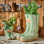 Set Of Two Personalised Green Welly Planters, thumbnail 1 of 8