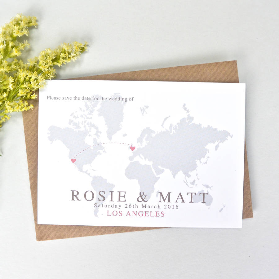 world map wedding invitation by paper and inc