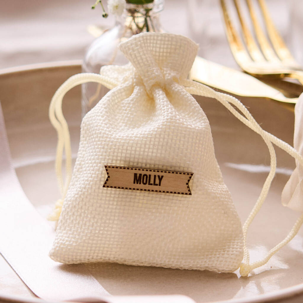 Personalised Ivory / Cream Wedding Favour Bag, 1 of 2