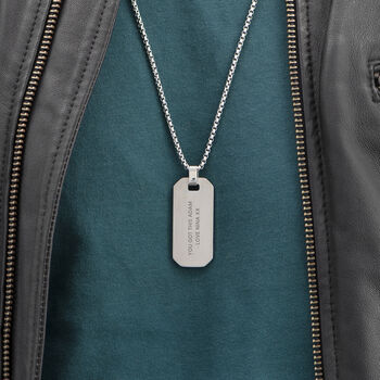 Personalised Men's Metallic Grey Dog Tag Necklace, 7 of 10