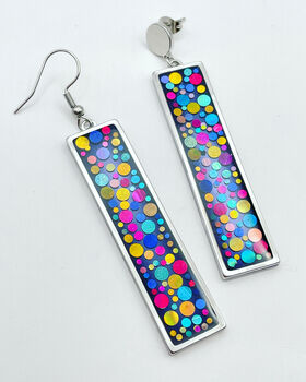 Long Disco Earrings Handmade With Colourful Sparkles, 8 of 10