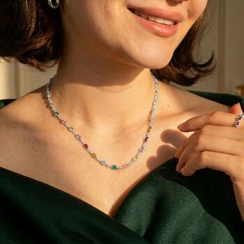 Colourful Multi Gemstone Sterling Silver Chain Necklace, 4 of 5
