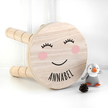 Personalised Cute Face Kids Wooden Stool, 2 of 6