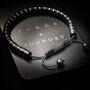 Men's Personalised Engraved Black Onyx And Silver Hematite Bracelet Adjustable Clasp, thumbnail 1 of 6