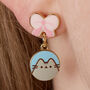 Pusheen The Cat Pink Bows Drop Earrings, thumbnail 2 of 6