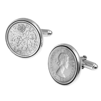 Hallmarked Sterling Silver Lucky Sixpence Cufflinks, 5 of 7