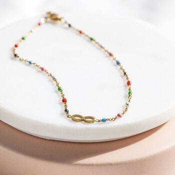 Multi Coloured Beaded Infinity Anklet, 7 of 9