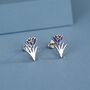 Blue Crocus Flower Stud Earrings In Sterling Silver, thumbnail 1 of 12