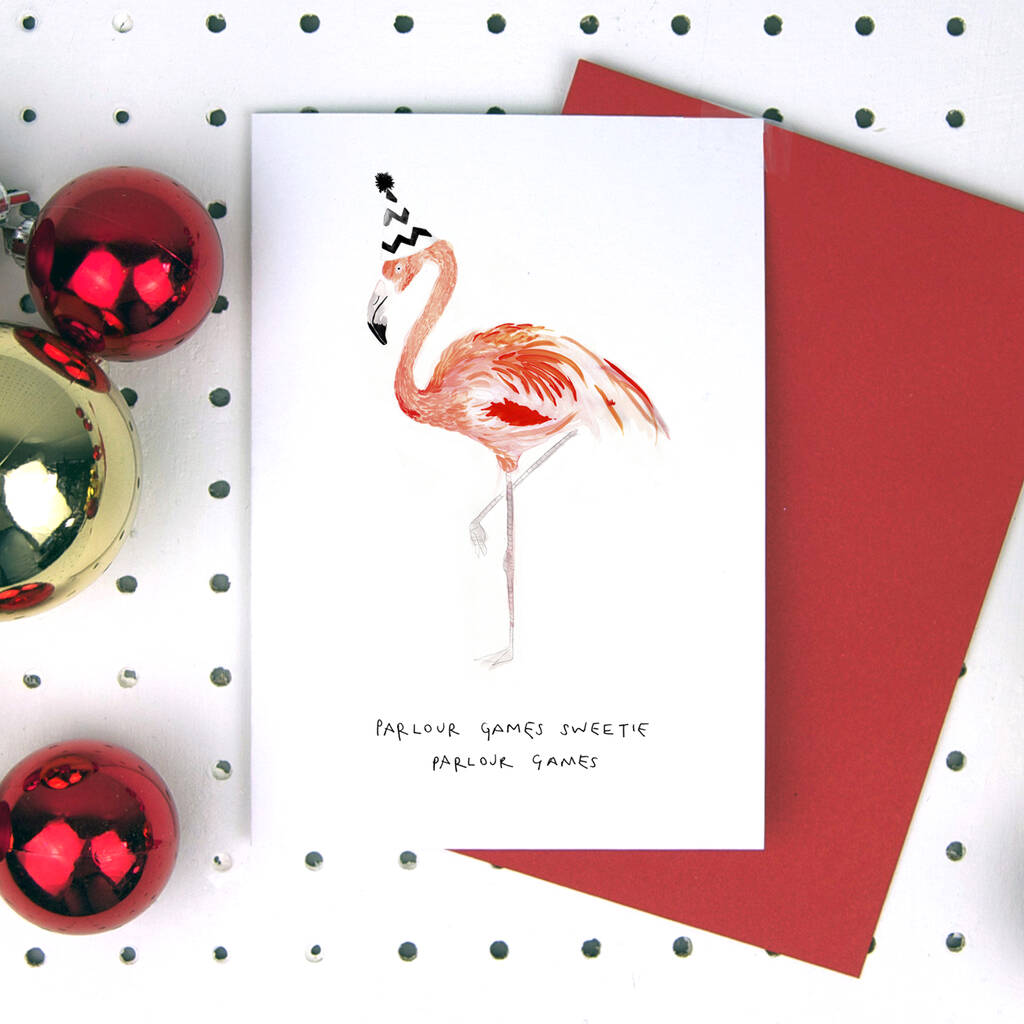 Parlour Games Sweetie Flamingo Christmas Card Pack, 1 of 2