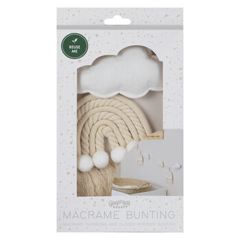 Macrame Rainbows And Clouds Nursery Baby Bunting, 5 of 5