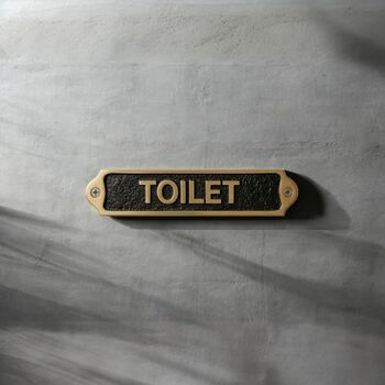 Traditional Brass Toilet Door Plaque With Black Finish, 2 of 7