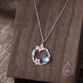 Forget Me Not And Butterfly Wreath Necklace, 7 of 11