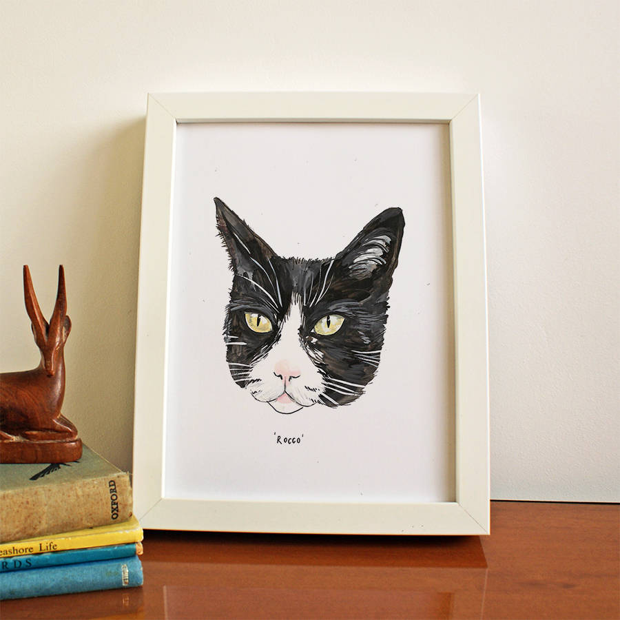 hand painted personalised custom cat portrait by lucy wilkins ...