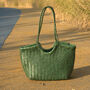 Hand Woven Genuine Leather Shopping Bag, thumbnail 2 of 12