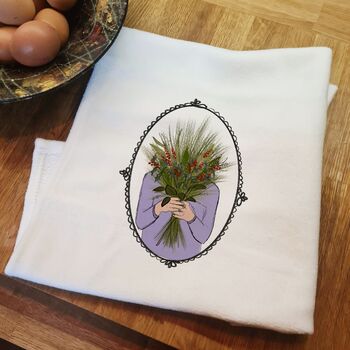 Personalised December Birth Flower Tea Towel, 4 of 9