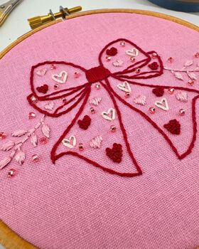 Pink Beaded Bow Embroidery Kit, 4 of 6