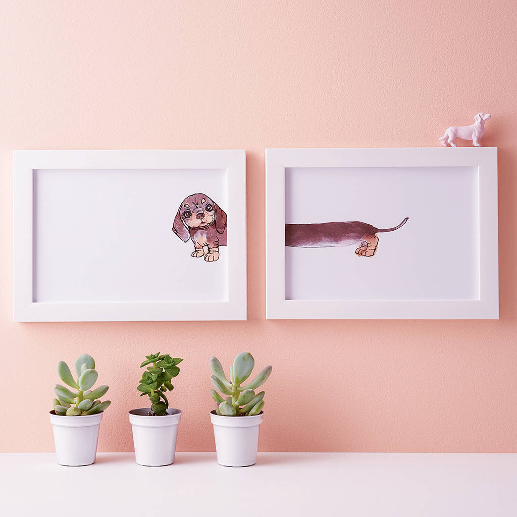Personalised Cheeky Sausage Dog Print Duo, 1 of 7