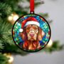 Vizsla In Santa Hat Suncatcher Decoration, thumbnail 3 of 6