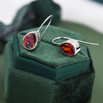Garnet Red Droplet Drop Hook Earrings Sterling Silver, 3 of 11