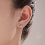 Aqua Green Opal Heart Huggie Hoop Earrings, thumbnail 4 of 10