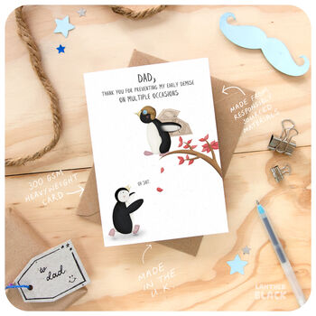 Penguins Funny Card For Dad Birthday Father's Day, 2 of 6