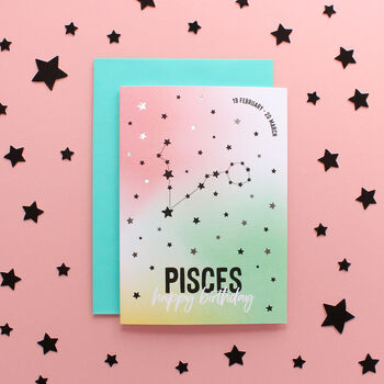 Pisces Star Sign Constellation Birthday Card, 4 of 7