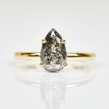 Pear Shape Salt And Pepper Diamond Engagement Ring, 2 of 4