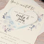 Geometric Watercolour Flowers Wedding Invitation Magnet, thumbnail 2 of 9