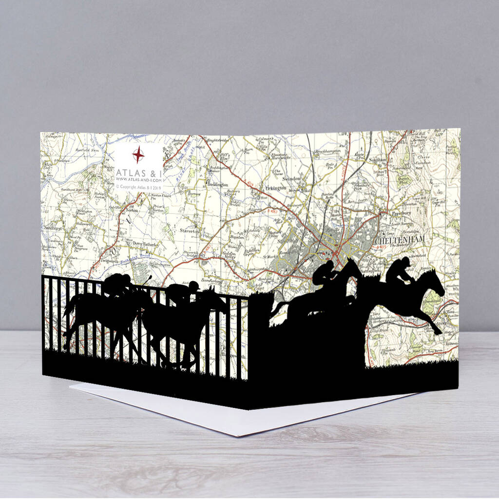 Horse Racing Over Cheltenham Card By Atlas & I