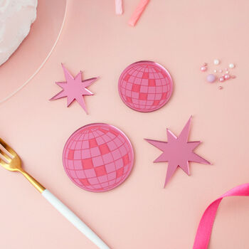 Mirror Balls And Eight Point Stars, Cowgirl Theme Cake Charm Set, 2 of 2