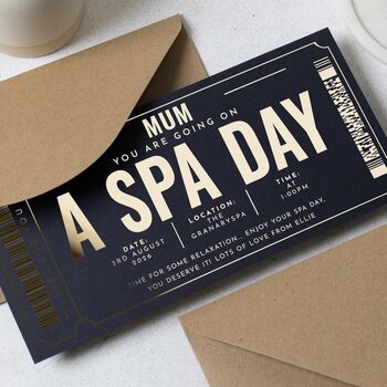 Personalised Spa Day Voucher For Mum Gold Foil, 3 of 9