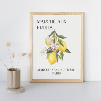 French Fruit Market Art Print Poster, France, Fruit, Lemon, Hand Drawn, 3 of 5