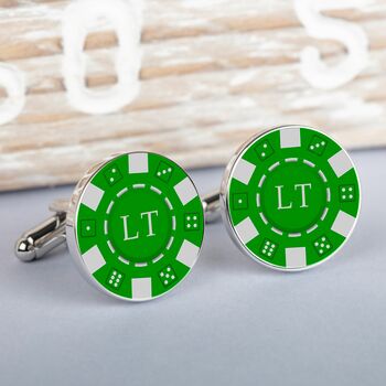 Personalised Silver Poker Chip Cufflinks, 3 of 5