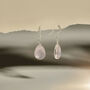 Handmade Teardrop Rose Quartz Sterling Silver Drop Earrings, thumbnail 10 of 12