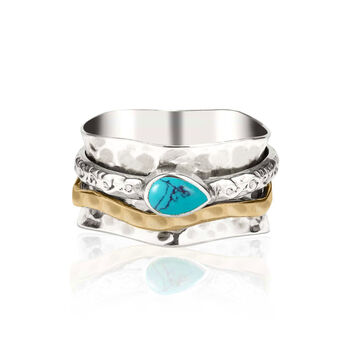 Aura Magic Turquoise Sterling Silver Spinning Ring, 3 of 11