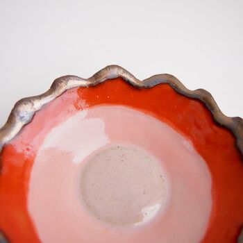 Mini Sunshine Orange Scalloped Edge Ceramic Ring Dish, 4 of 7