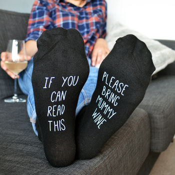 Hidden Message Please Bring Wine Personalised Socks, 2 of 4