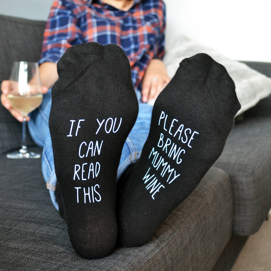 Hidden Message Please Bring Wine Personalised Socks By Solesmith