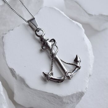 Anchor Silver Men Necklaces Nautical Charm, 3 of 3