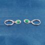 925 Sterling Silver Green Gemstone Hoop Earrings, thumbnail 3 of 7