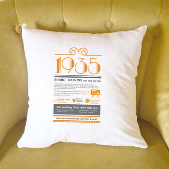 Personalised 90th Birthday Gift 1935 Cushion, 10 of 10