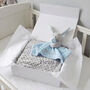 Personalised Grey Bobble Blanket And Blue Bunny Comforter Set, thumbnail 5 of 10