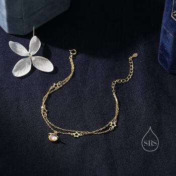 Double Layer Planet And Star Bracelet Sterling Silver, 7 of 12