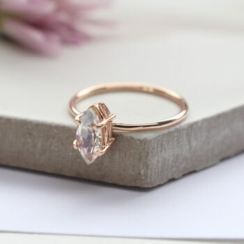 Odele 9ct Rose Gold Marquise Moonstone Ring, 7 of 8