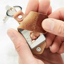 Personalised Metal Photo Keyring With Leather Case