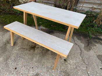 Modern Laminated Birchwood Bench With Tapered Legs, 11 of 12