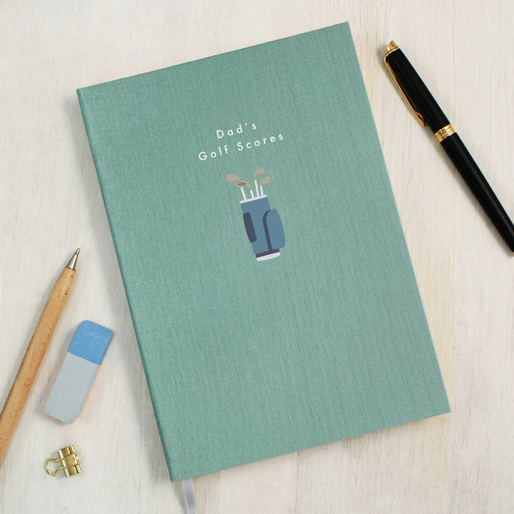 Personalised Golf Clubs A5 Cloth Bound Notebook By Made By Ellis