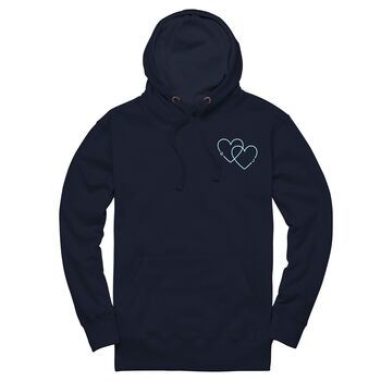 Personalised Initial Double Heart Unisex Hoodie With Initial On Sleeve, 5 of 11