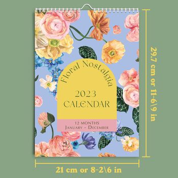 2023 Floral Nostalgia Wall Calendar | A4 Calendar, 7 of 11